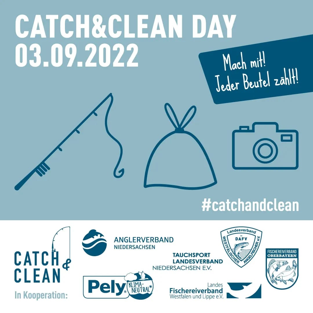 CATCH&CLEAN DAY 2022Es ist wieder soweit, am 03.09.2022 werden wieder bundesweit Angler*innen mit Rute&Mülltüte für Sauberkeit an unseren Gewässern sorgen